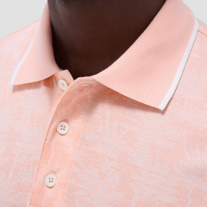 Bugatchi Palm Tree Jacquard Polo Shirt Papaya