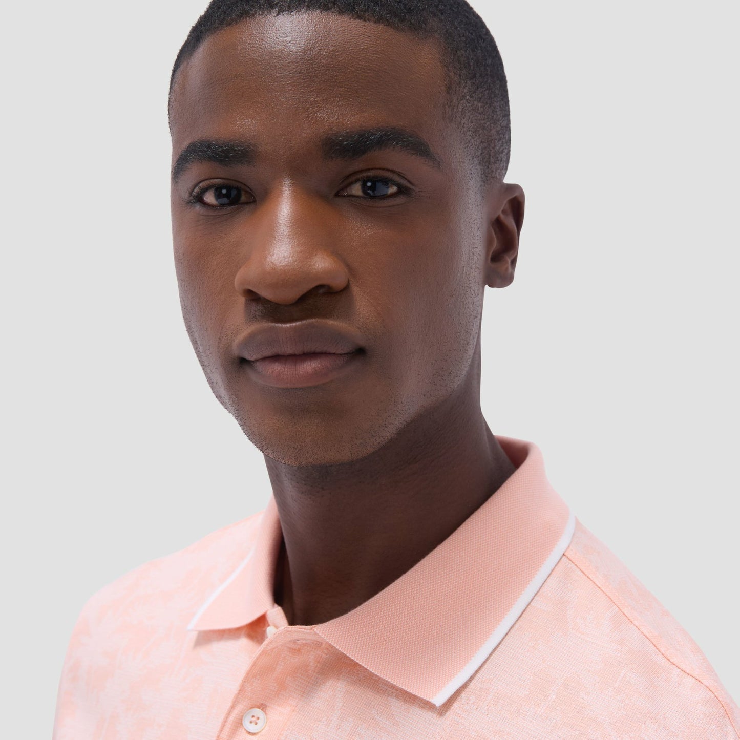 Bugatchi Palm Tree Jacquard Polo Shirt Papaya