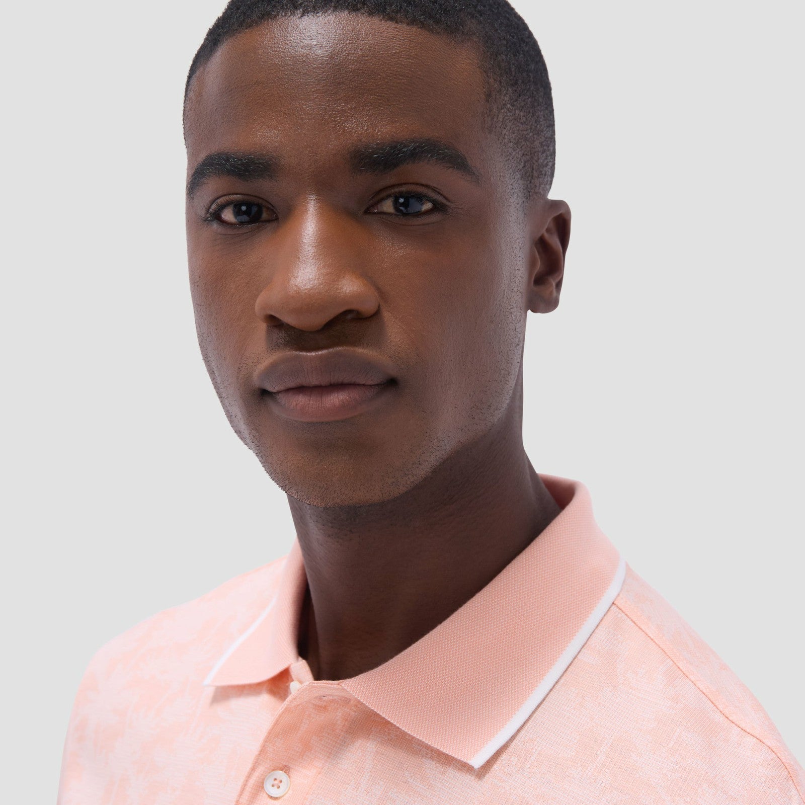 Bugatchi Palm Tree Jacquard Polo Shirt Papaya