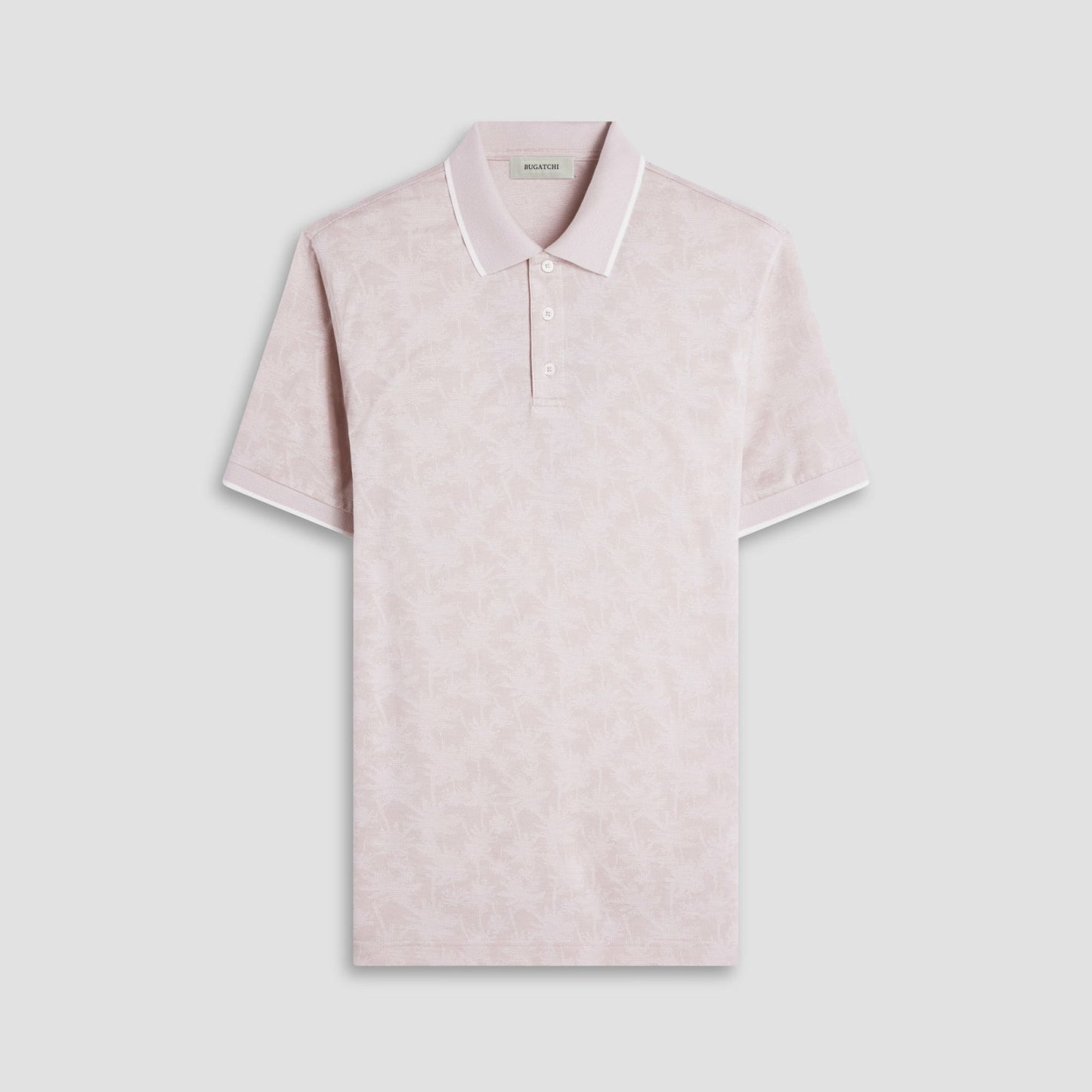 Bugatchi Palm Tree Jacquard Polo Shirt Sand