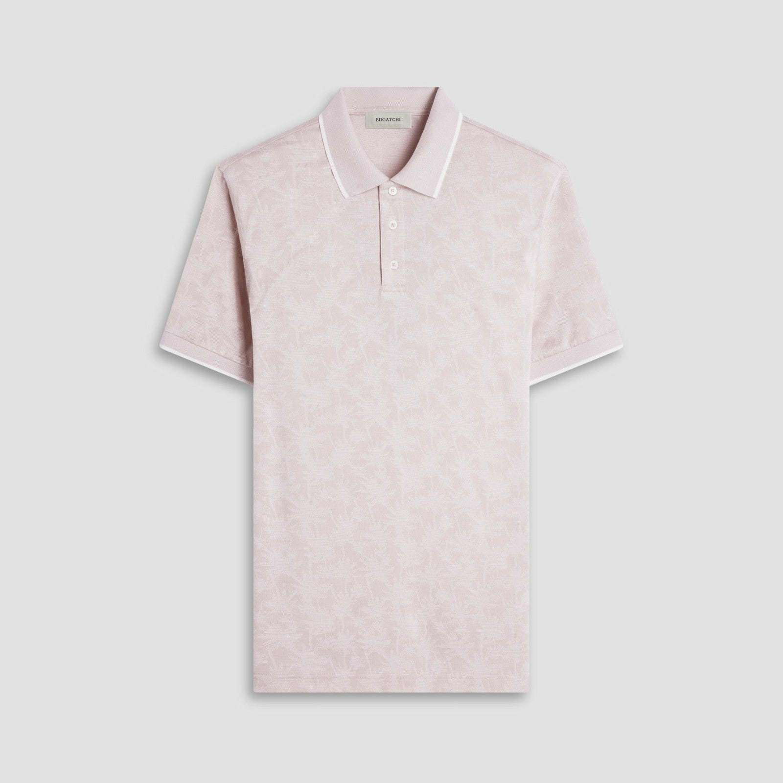 Bugatchi Palm Tree Jacquard Polo Shirt Sand