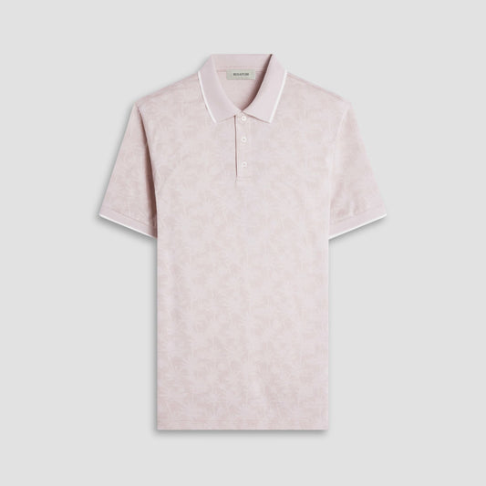 Bugatchi Palm Tree Jacquard Polo Shirt Sand