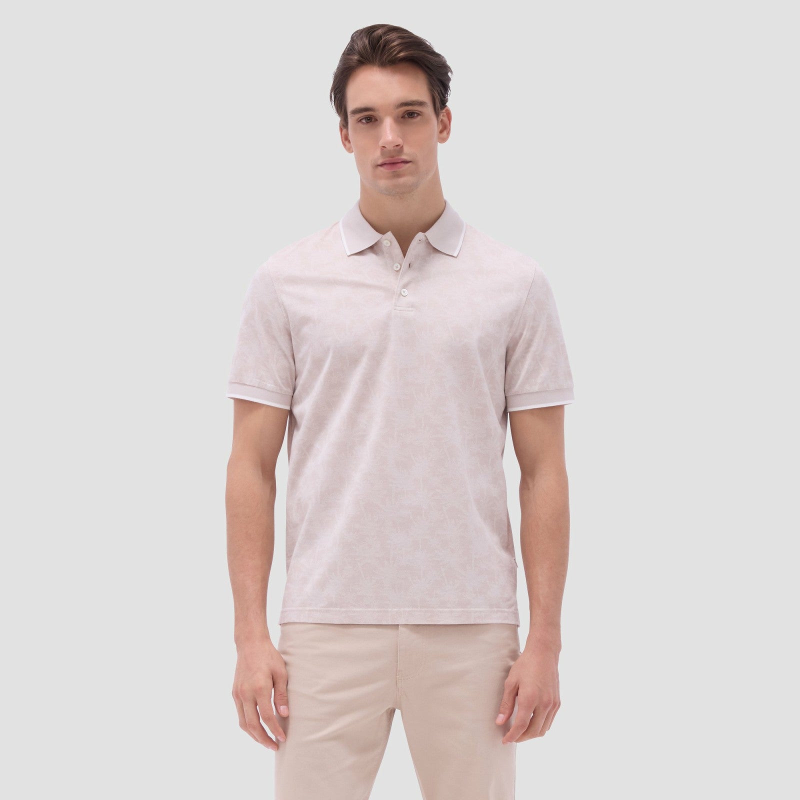 Bugatchi Palm Tree Jacquard Polo Shirt Sand