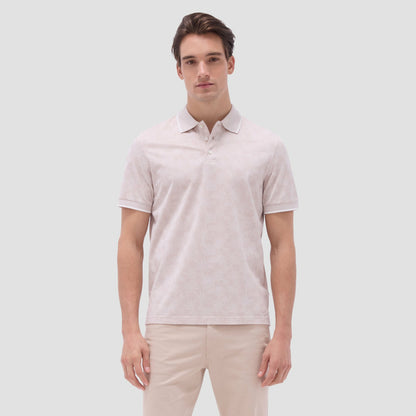 Bugatchi Palm Tree Jacquard Polo Shirt Sand