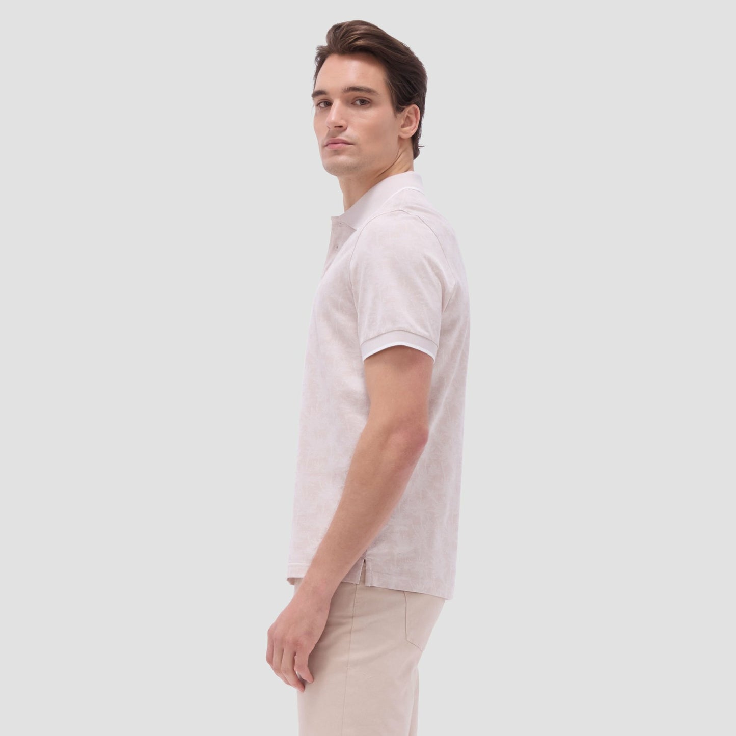 Bugatchi Palm Tree Jacquard Polo Shirt Sand