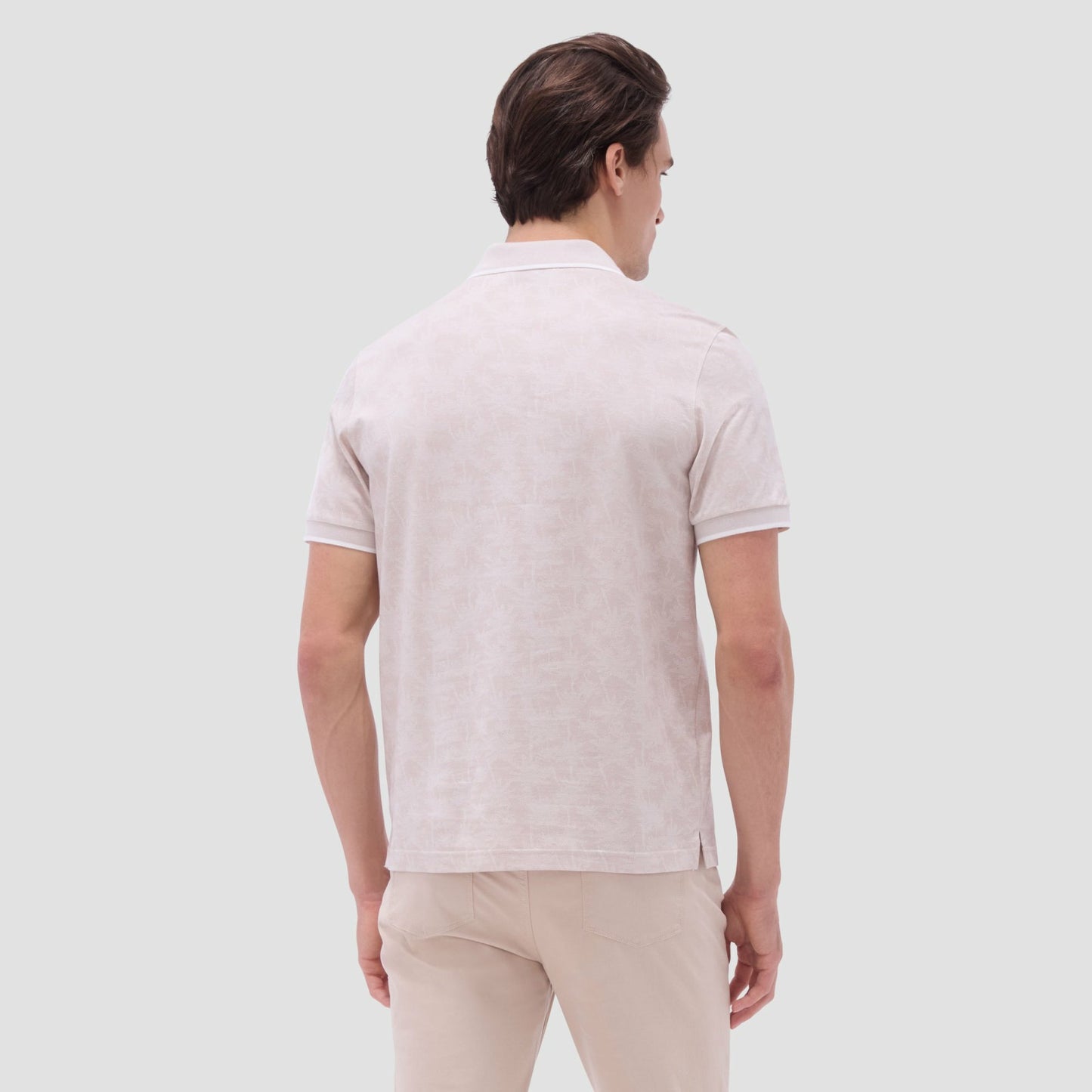 Bugatchi Palm Tree Jacquard Polo Shirt Sand