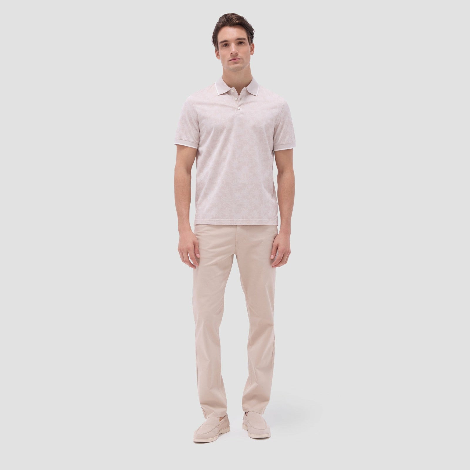 Bugatchi Palm Tree Jacquard Polo Shirt Sand