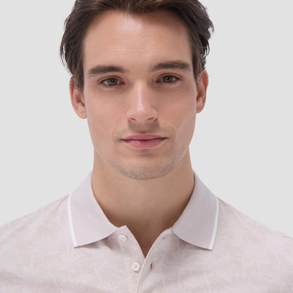 Bugatchi Palm Tree Jacquard Polo Shirt Sand