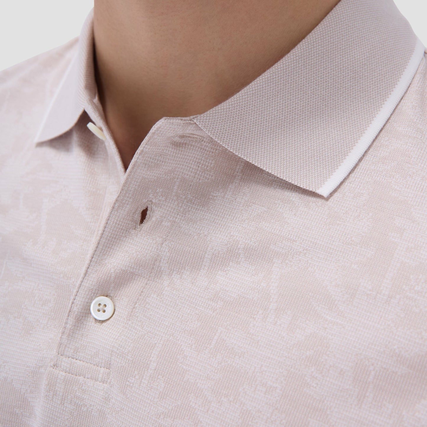 Bugatchi Palm Tree Jacquard Polo Shirt Sand