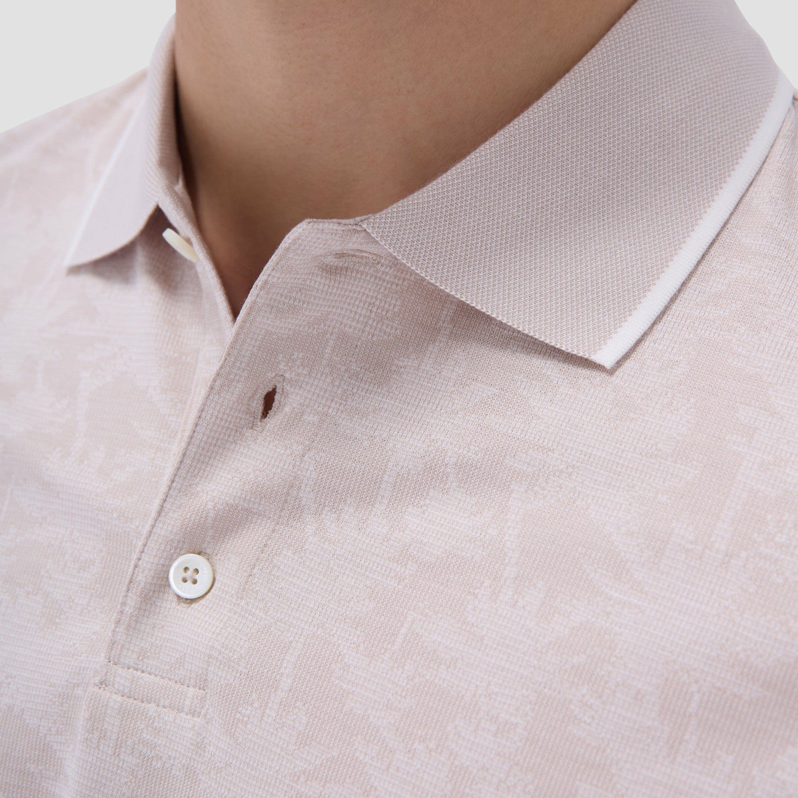 Bugatchi Palm Tree Jacquard Polo Shirt Sand