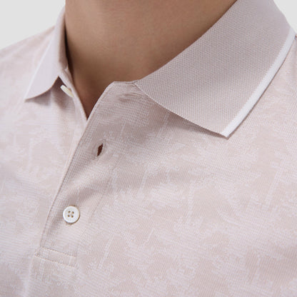 Bugatchi Palm Tree Jacquard Polo Shirt Sand