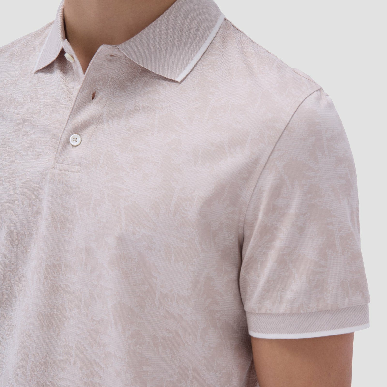Bugatchi Palm Tree Jacquard Polo Shirt Sand