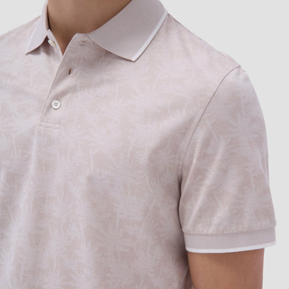 Bugatchi Palm Tree Jacquard Polo Shirt Sand