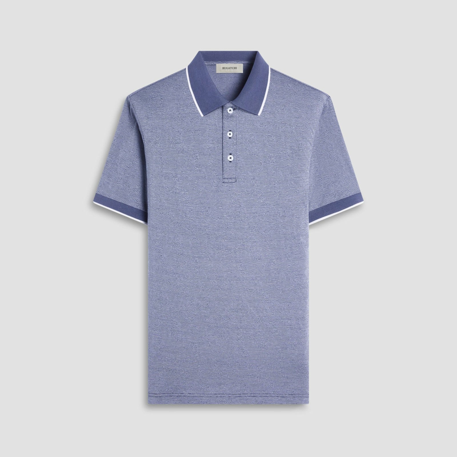 Bugatchi Textured Jacquard Polo Shirt Navy