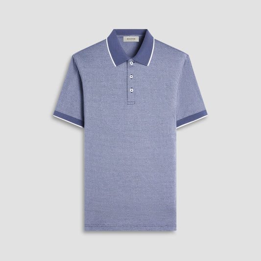 Bugatchi Textured Jacquard Polo Shirt Navy