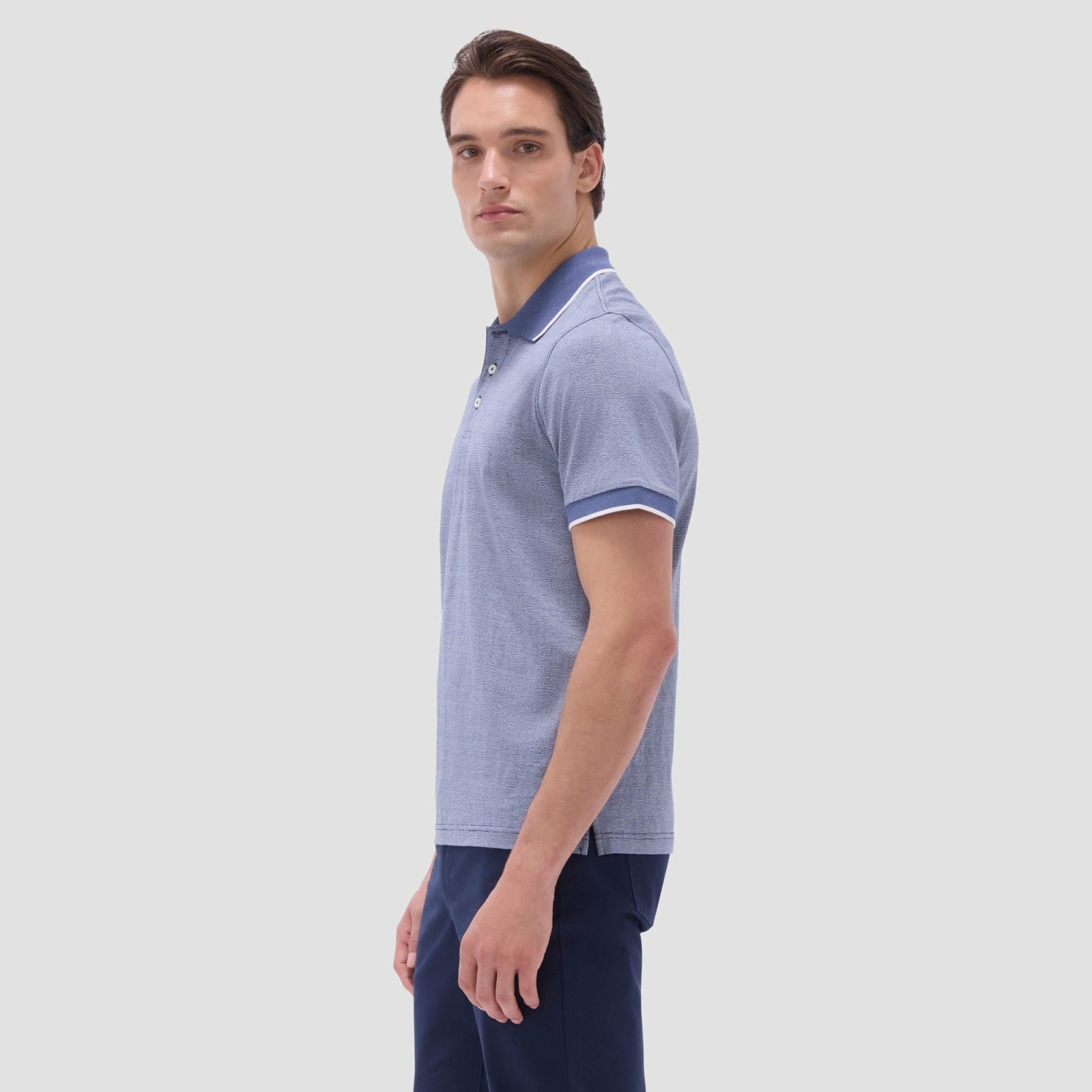Bugatchi Textured Jacquard Polo Shirt Navy