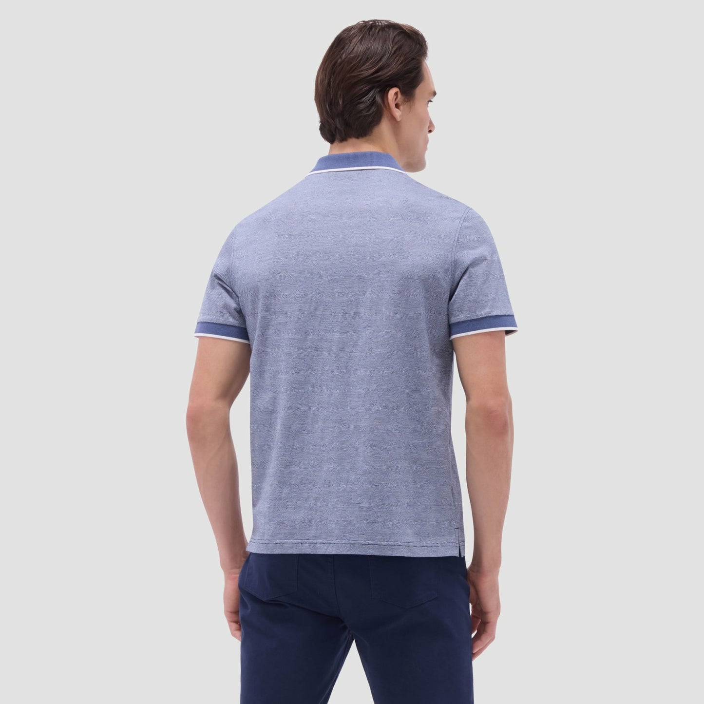 Bugatchi Textured Jacquard Polo Shirt Navy