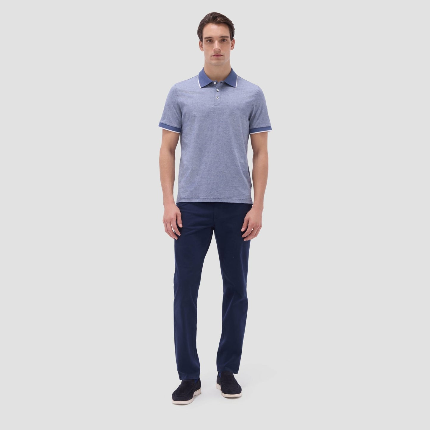 Bugatchi Textured Jacquard Polo Shirt Navy