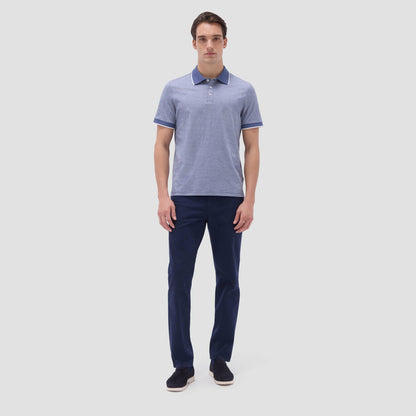 Bugatchi Textured Jacquard Polo Shirt Navy