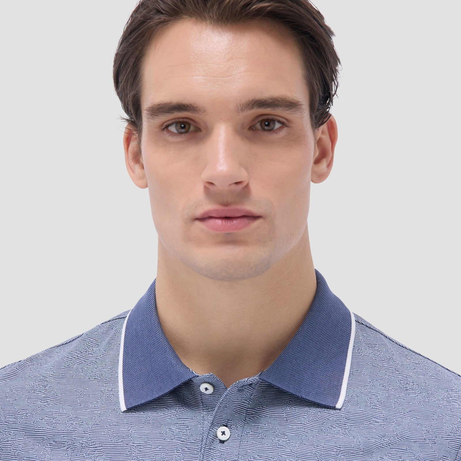 Bugatchi Textured Jacquard Polo Shirt Navy