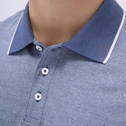 Bugatchi Textured Jacquard Polo Shirt Navy