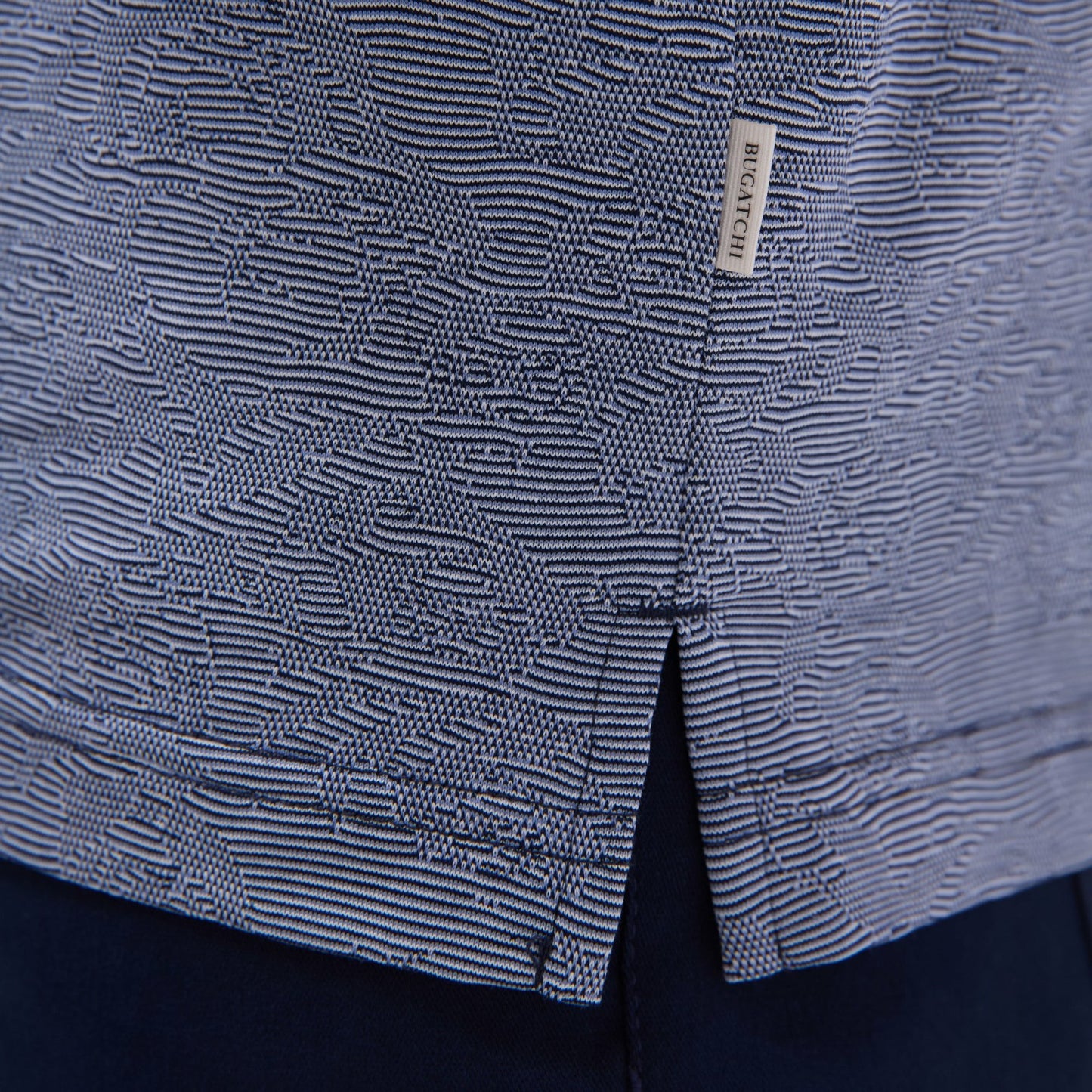 Bugatchi Textured Jacquard Polo Shirt Navy