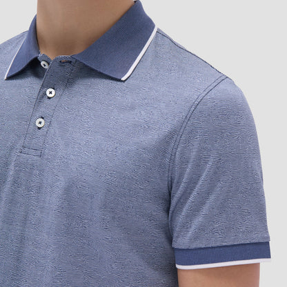 Bugatchi Textured Jacquard Polo Shirt Navy