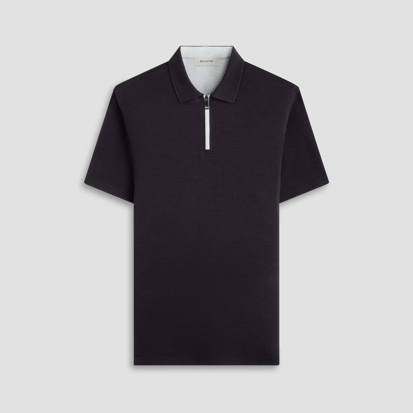 Bugatchi Performance Heather Quarter-Zip Polo Shirt Black