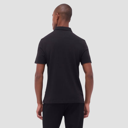 Bugatchi Performance Heather Quarter-Zip Polo Shirt Black