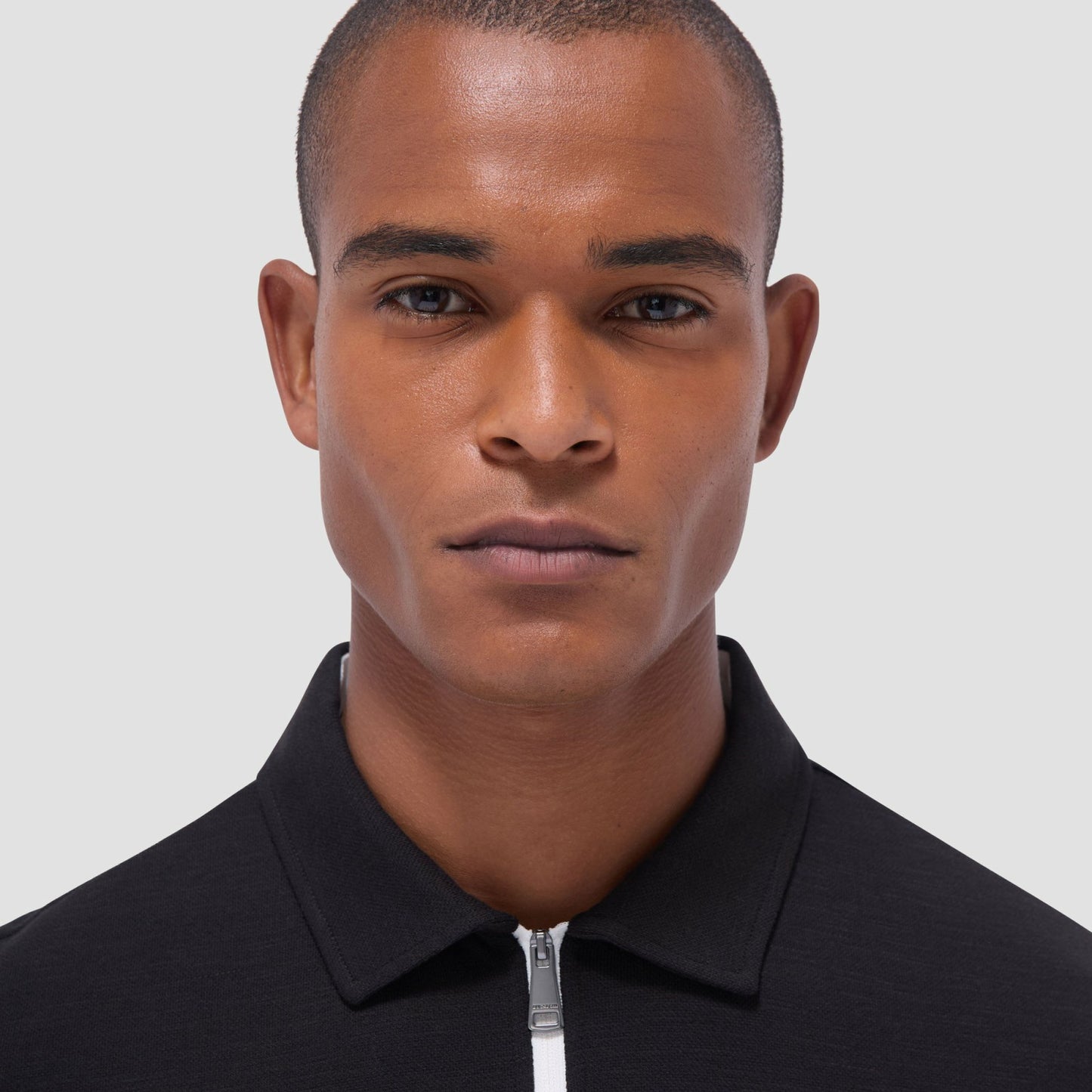 Bugatchi Performance Heather Quarter-Zip Polo Shirt Black
