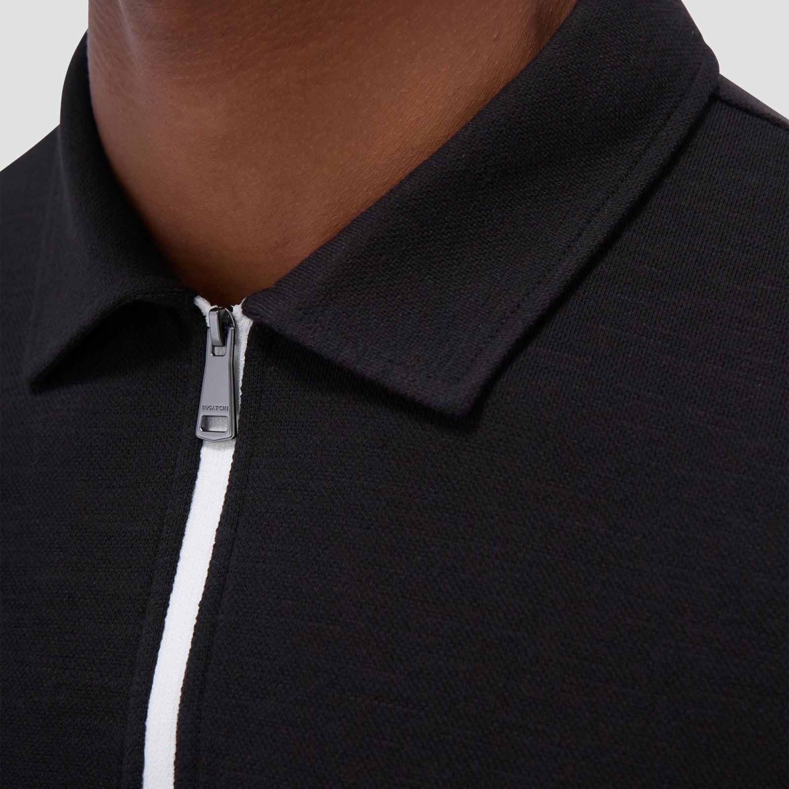 Bugatchi Performance Heather Quarter-Zip Polo Shirt Black