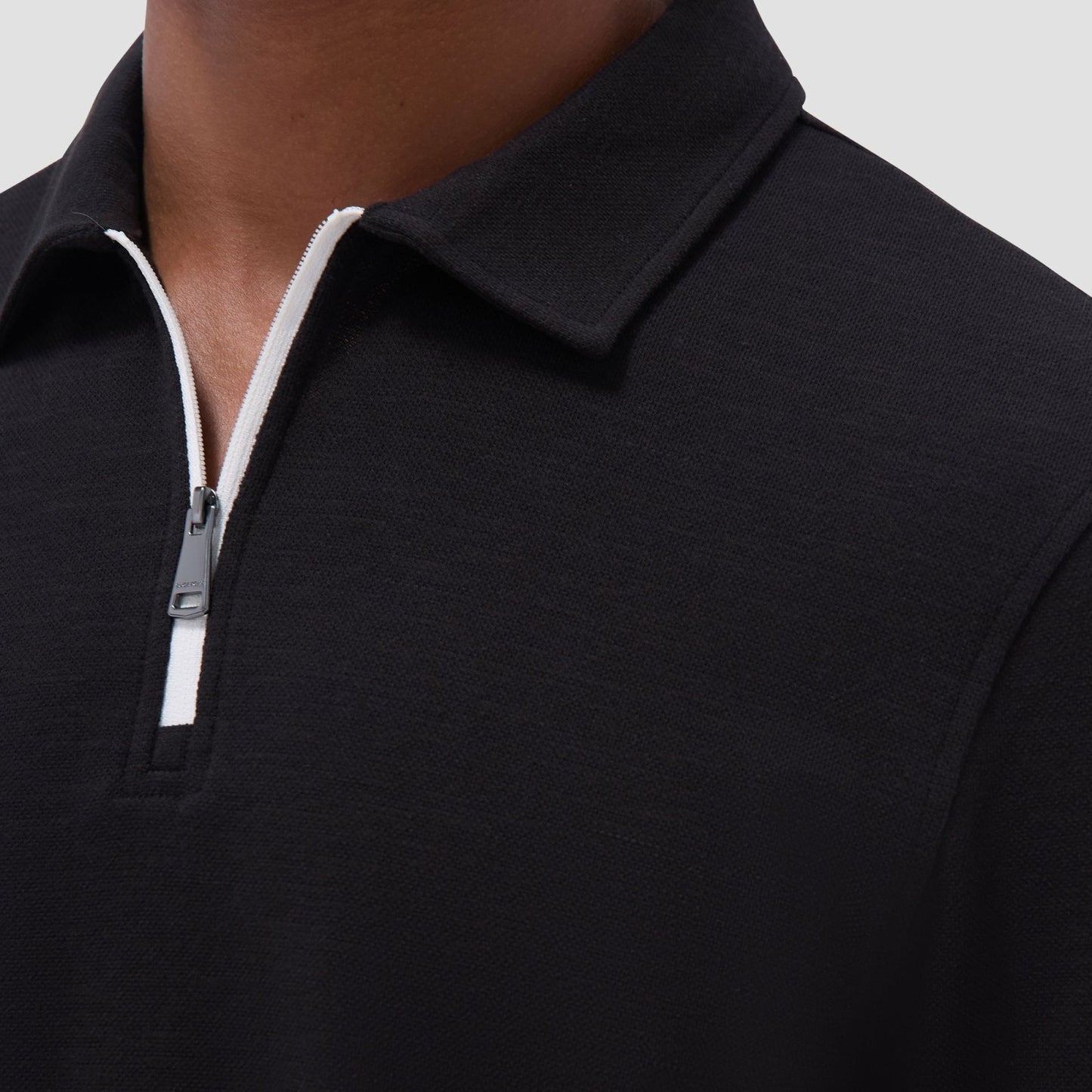 Bugatchi Performance Heather Quarter-Zip Polo Shirt Black