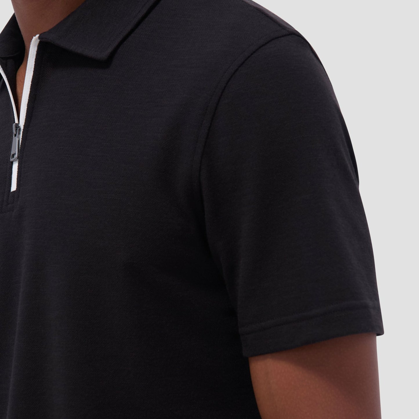 Bugatchi Performance Heather Quarter-Zip Polo Shirt Black