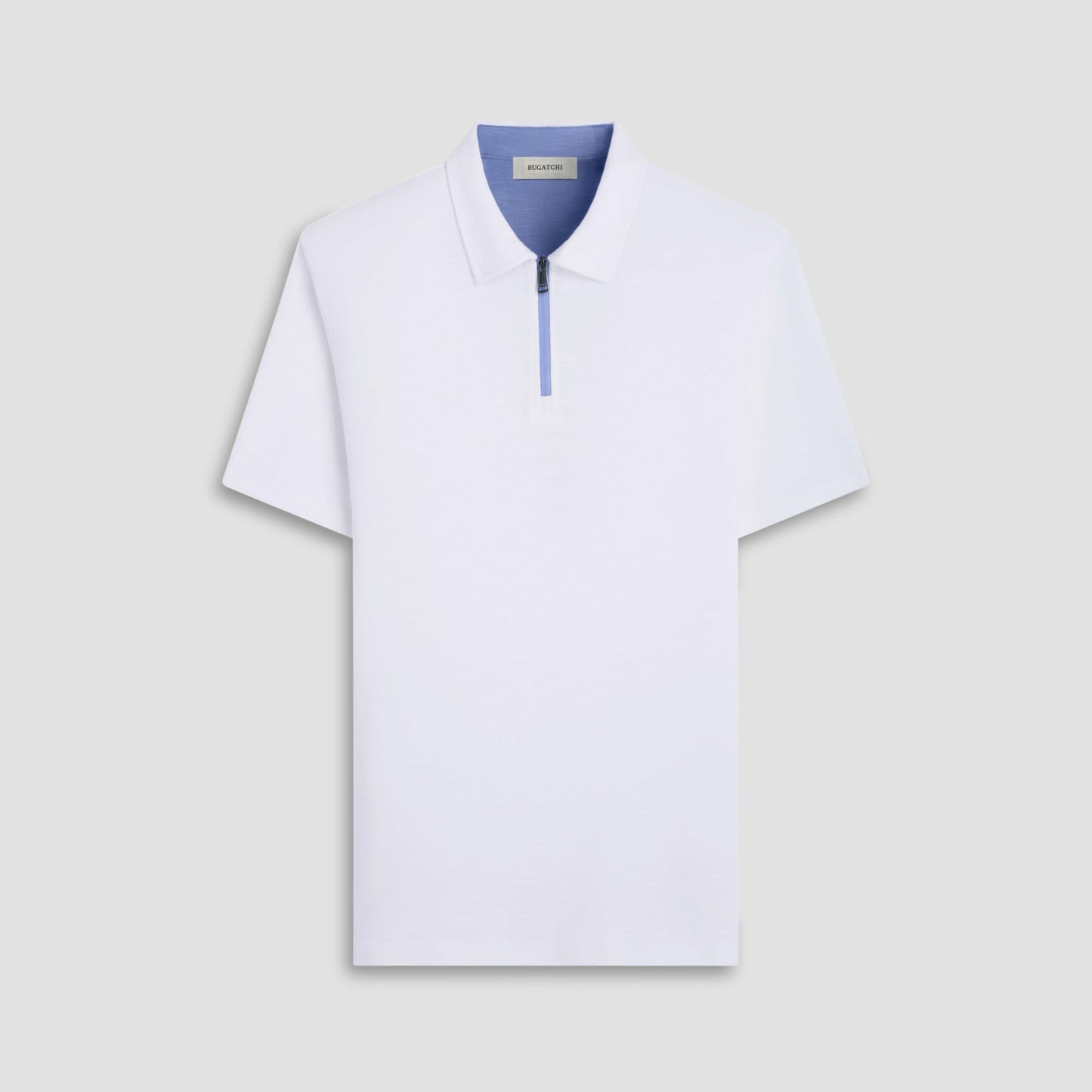 Bugatchi Performance Heather Quarter-Zip Polo Shirt Chalk