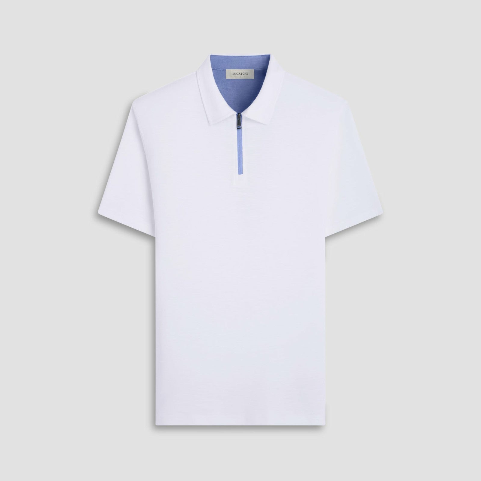Bugatchi Performance Heather Quarter-Zip Polo Shirt Chalk