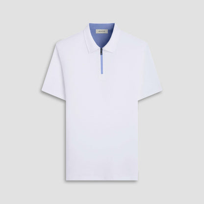 Bugatchi Performance Heather Quarter-Zip Polo Shirt Chalk