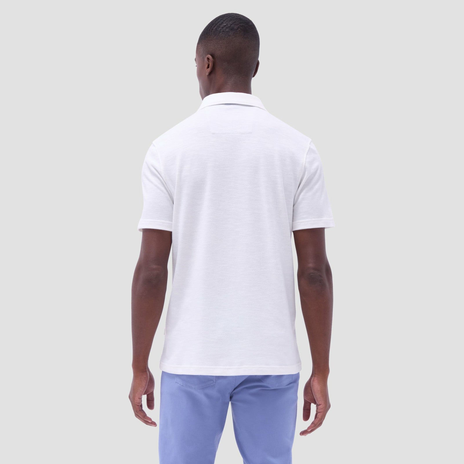 Bugatchi Performance Heather Quarter-Zip Polo Shirt Chalk