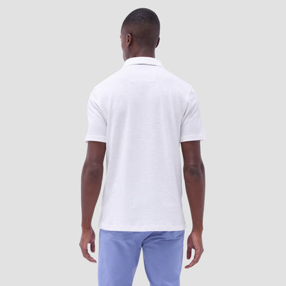 Bugatchi Performance Heather Quarter-Zip Polo Shirt Chalk