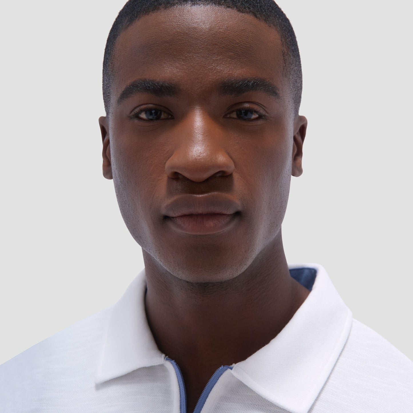 Bugatchi Performance Heather Quarter-Zip Polo Shirt Chalk