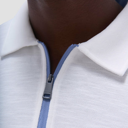 Bugatchi Performance Heather Quarter-Zip Polo Shirt Chalk