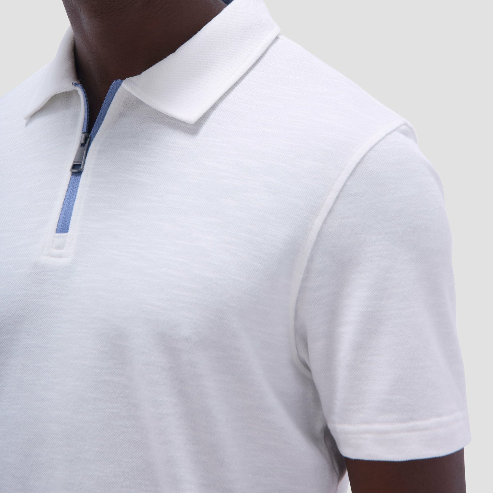 Bugatchi Performance Heather Quarter-Zip Polo Shirt Chalk
