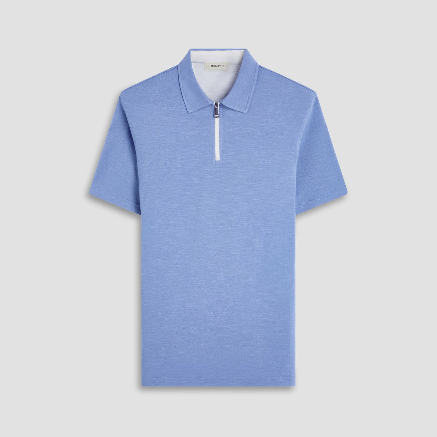 Bugatchi Performance Heather Quarter-Zip Polo Shirt Cobalt
