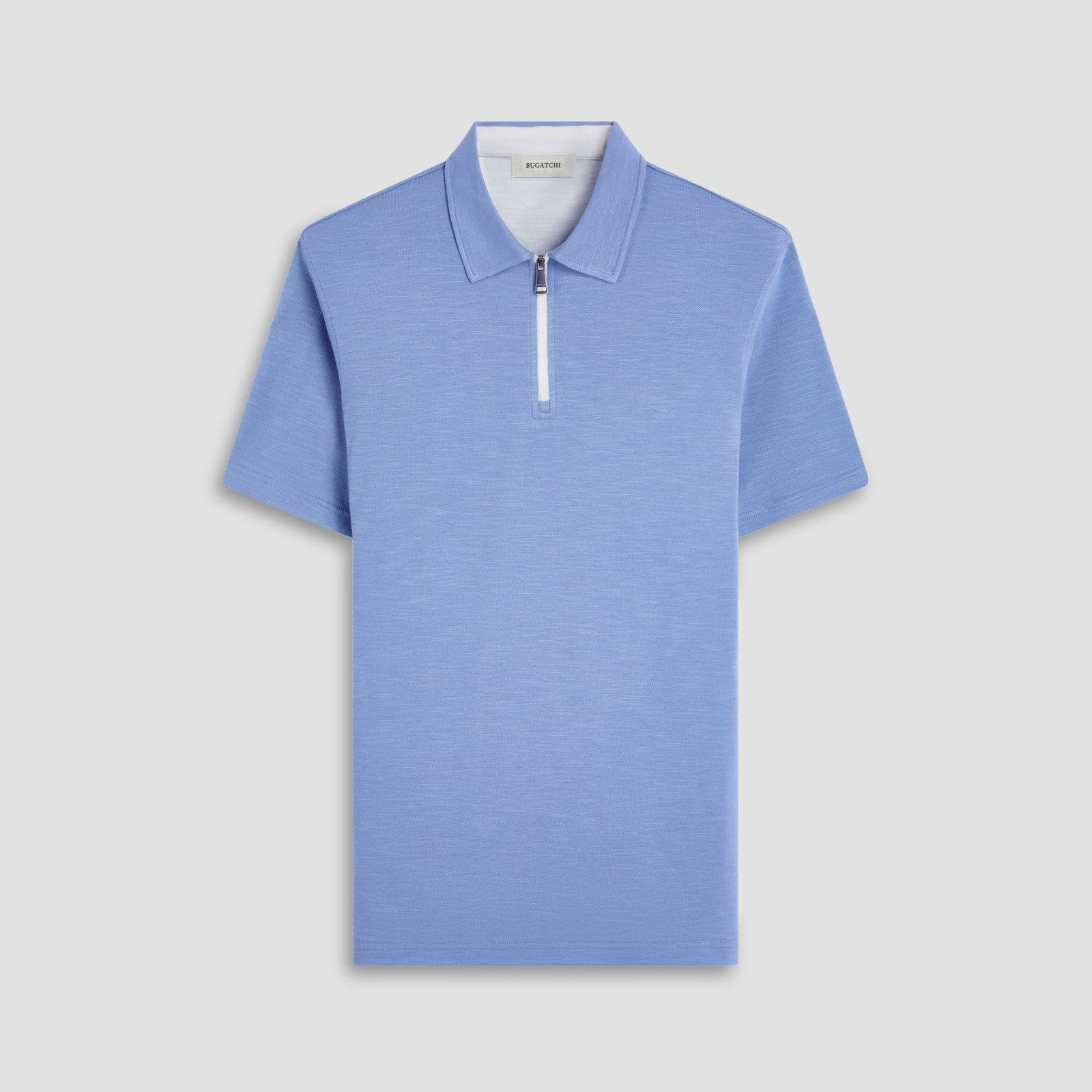 Bugatchi Performance Heather Quarter-Zip Polo Shirt Cobalt