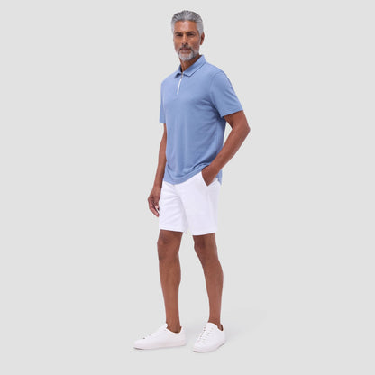 Bugatchi Performance Heather Quarter-Zip Polo Shirt Cobalt