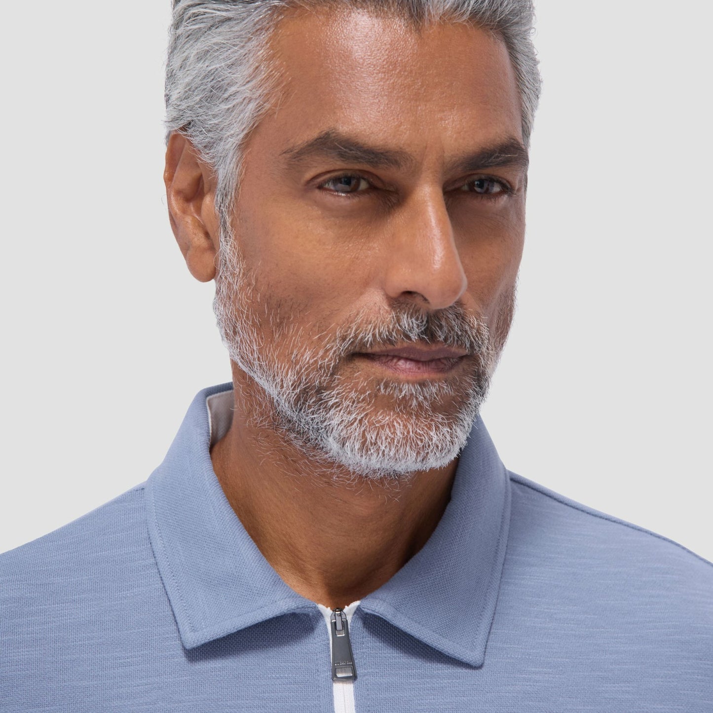 Bugatchi Performance Heather Quarter-Zip Polo Shirt Cobalt