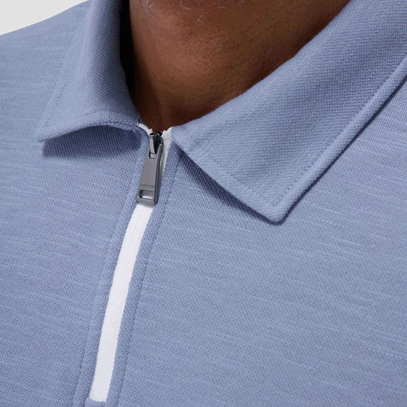 Bugatchi Performance Heather Quarter-Zip Polo Shirt Cobalt