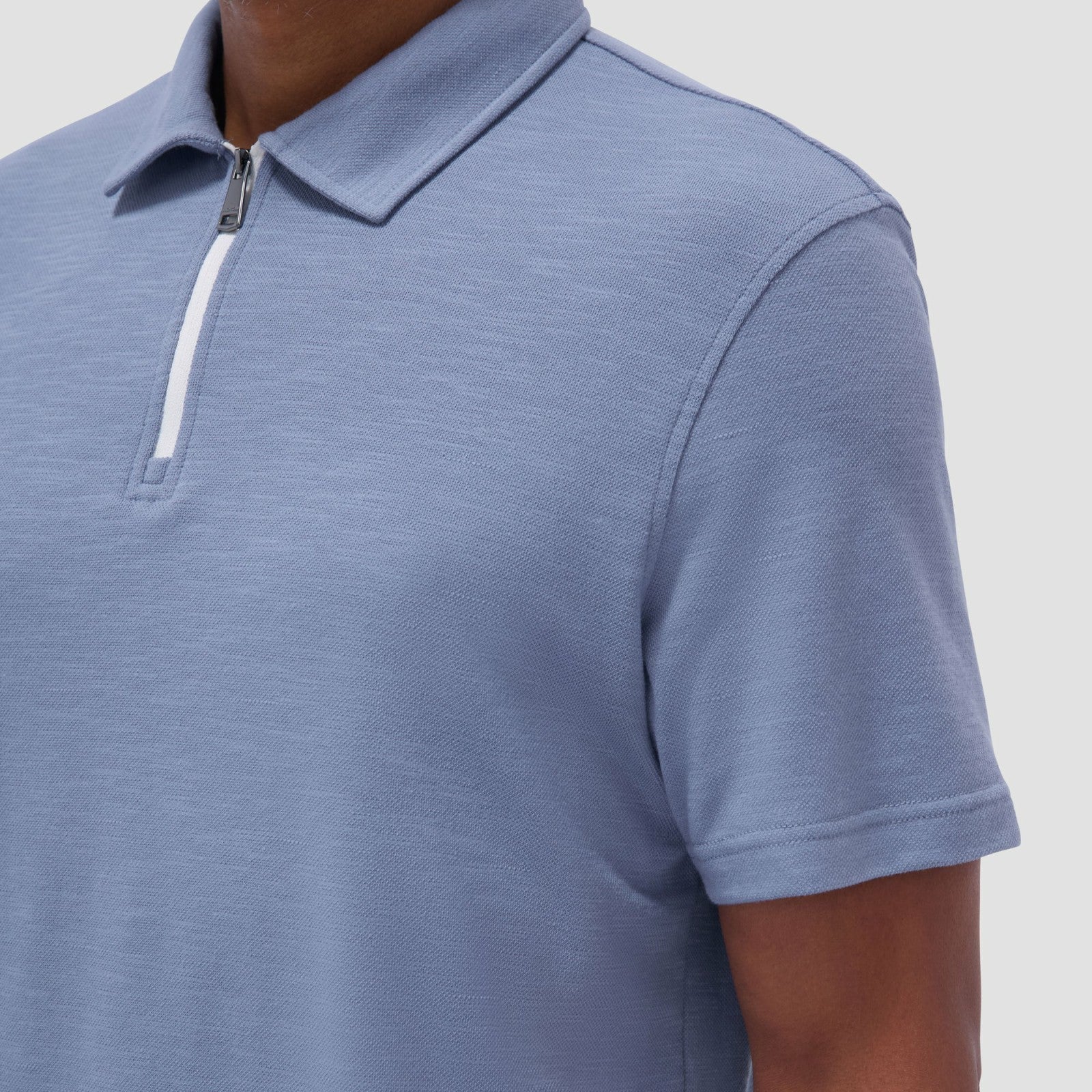 Bugatchi Performance Heather Quarter-Zip Polo Shirt Cobalt