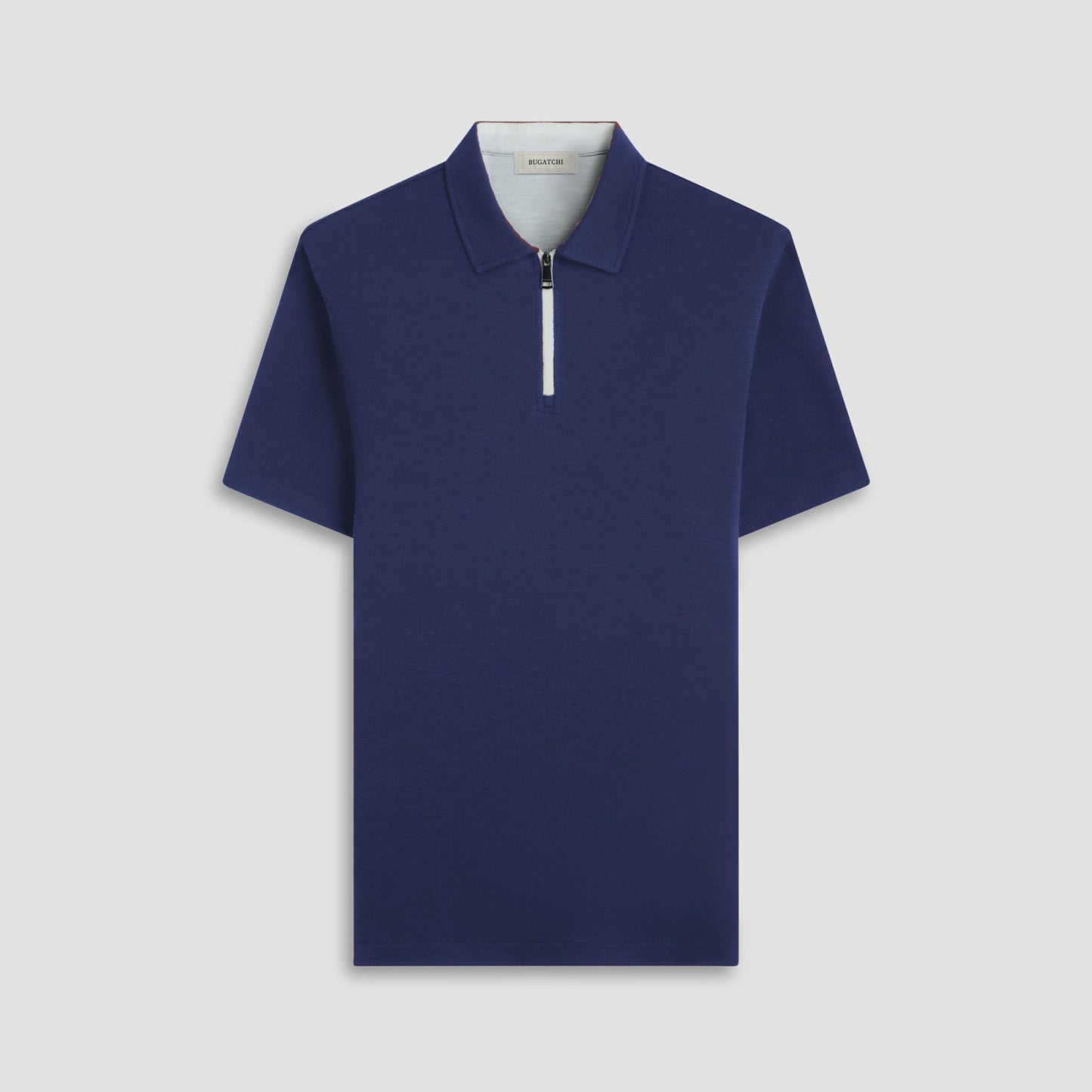 Bugatchi Performance Heather Quarter-Zip Polo Shirt Navy