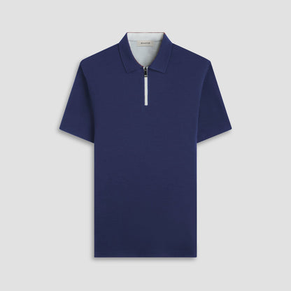 Bugatchi Performance Heather Quarter-Zip Polo Shirt Navy