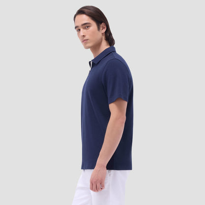 Bugatchi Performance Heather Quarter-Zip Polo Shirt Navy